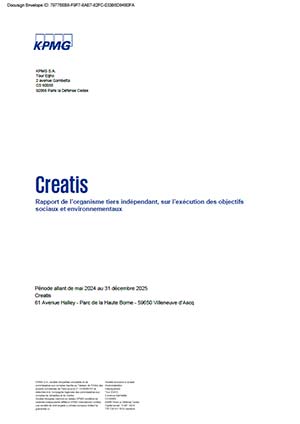 Rapport de l'organisme tiers indépendant, sur l'exécution des objectifs sociaux et environnementaux par KPMG